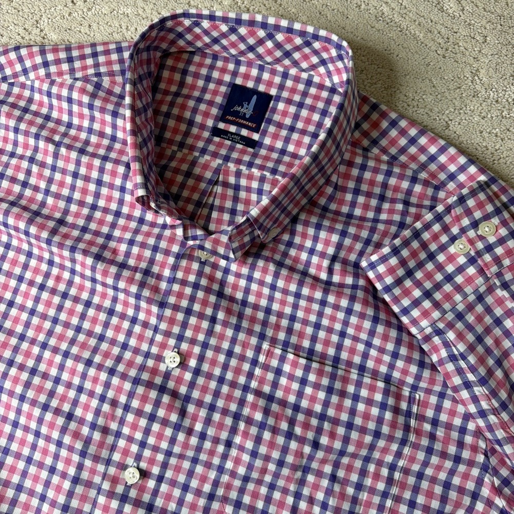 Men's Johnnie-O XL Performance Plaid Button Down Long Sleeve Shirt
